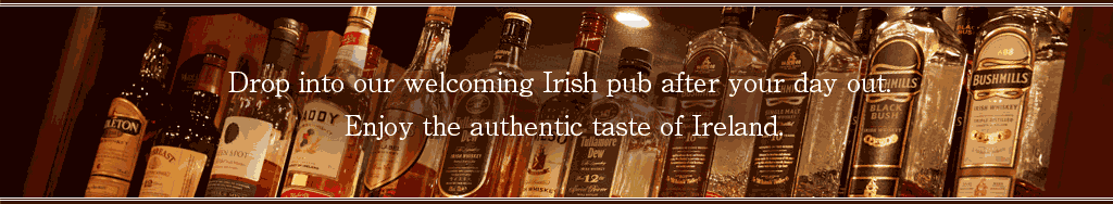 Drop into our welcoming Irish pub after your day out. Enjoy the authentic taste of Ireland.