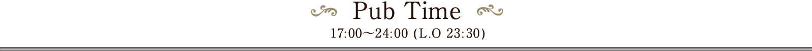 Pub hours 17:00～24:00 (L.O 23:30)